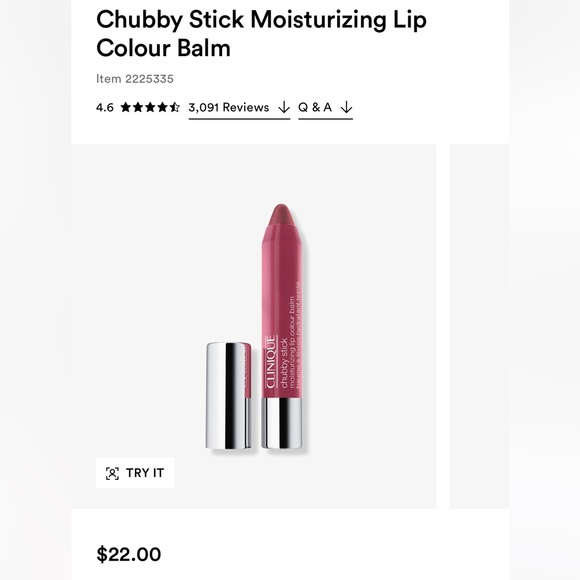 Clinique Chubby Sticks Moisturizing Lib Colour Balm in 07 super strawberry NIB - Picture 7 of 7